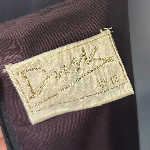 Dusk UK navy sheath pleated hem w matching scarf square neck cocktail 8 - Picture 7 of 9